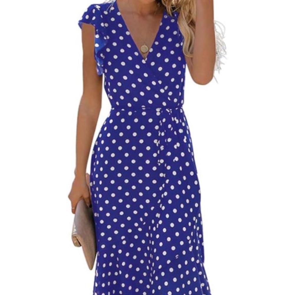 NWT GRECERELLE Boho Floral Print, V-Neck Faux Wrap Maxi Dress. Size L.